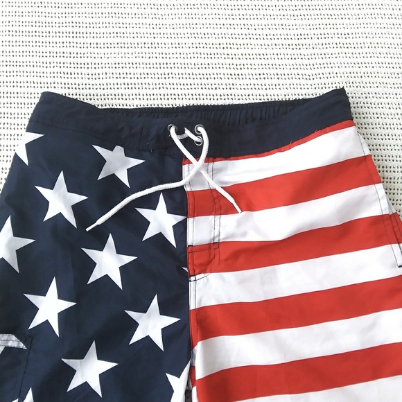 U.S. Polo Assn. Men's American Flag Swim Suit - Picture 2 of 8